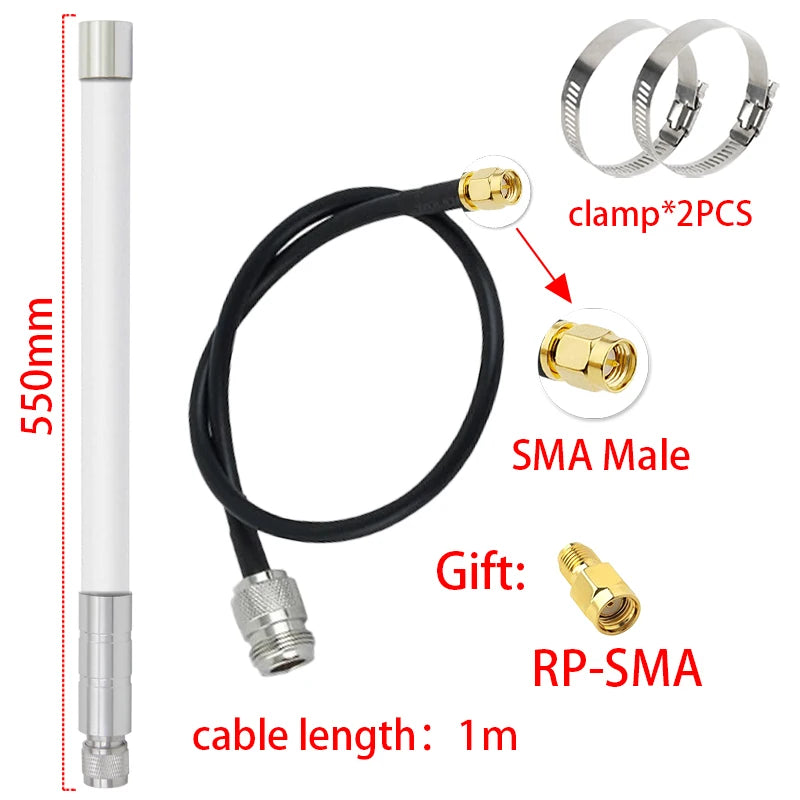 White LORA 868MHz 915MHz Fiberglass Antenna 868-915MHz Outdoor Omni Antenna For Meshtastic Helium Hotspot Miner Antenna Low VSWR