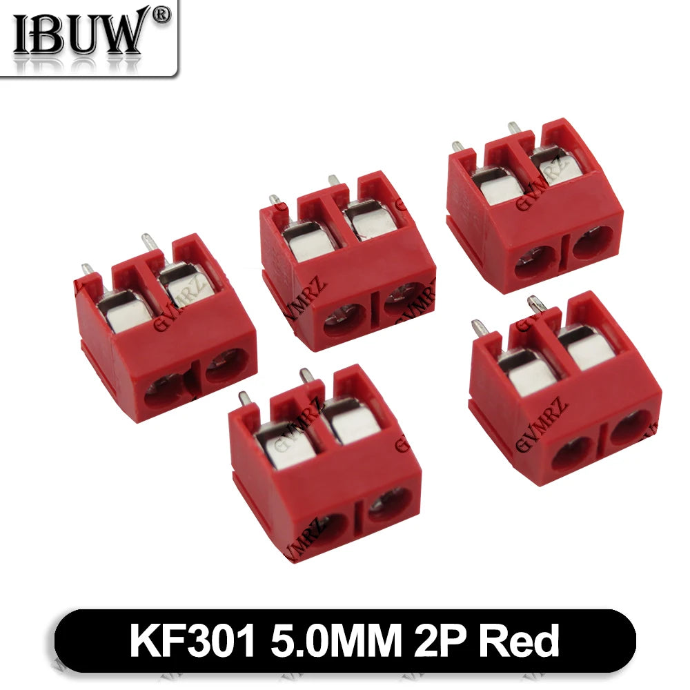 10PCS 5.0mm Blue Black PCB Terminal Block Connector Pitch 5.0mm KF301 Straight Pin 2P 3P Screw PCB Terminal Blocks Connector