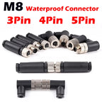 M8 3pin 4pin 5pin sensor connector waterproof male&female plug screw threaded coupling 3 4 5Pin