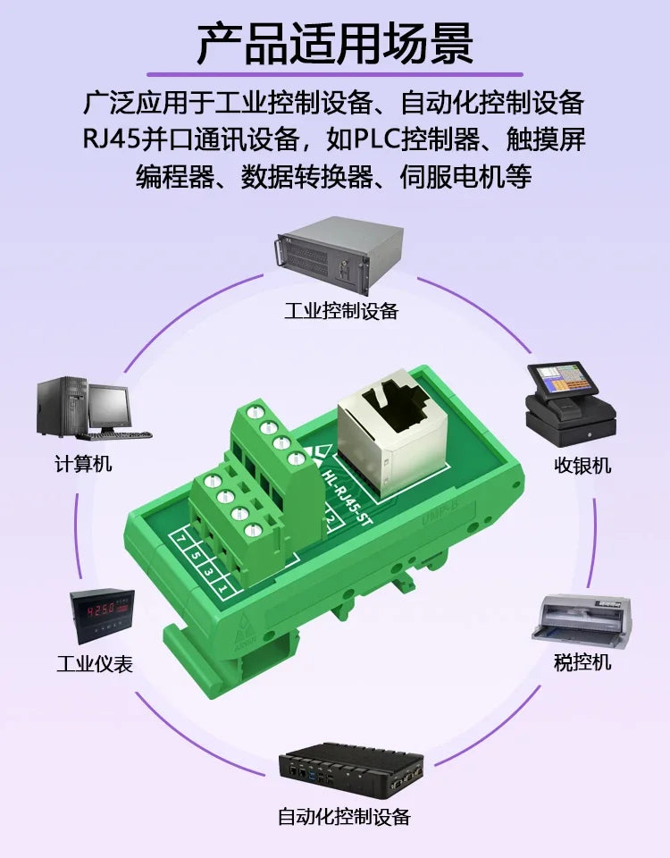 RJ45 Adapter Terminal RJ45 Adapter Terminal Cat5e Cat6 Adapter Board Network Port DIN35 Guide Rail Installation