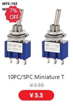 5Pcs ON-OFF-ON  ON-ON3 PIN/6PIN 2/3 Position Mini Latching Toggle Switch AC 125V/6A 250V/3A MTS-102 MTS-103 MTS-202 MTS-203