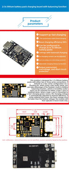 1-10PCS Type-C BMS with Balance Charging 15W Fast Charge Li-ion Battery Boost Module 2S 3S 8.4V 12.6V for DIY BMS PCB High