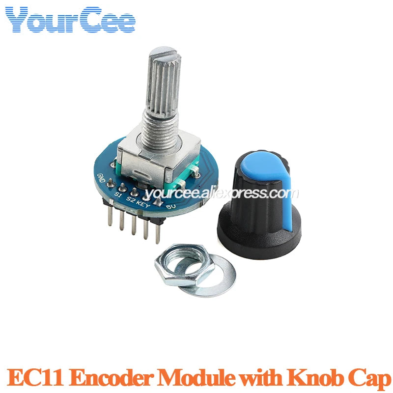 2pcs/1pc EC11 360 Degree Rotary Encoder Module with Knob Cap Potentiometer Digital Pulse Output for Household Electric Appliance