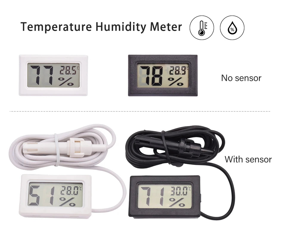 LCD Digital Indoor Outdoor Thermometer Thermo Hygrometer Probe Tester Incubator Aquarium Temperature Humidity Meter Sensor Gauge