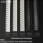50pcs/lot SMD Ceramic Capacitors 0201 0402 0603 0805 1206 1uF 2.2uF 3.3uF 4.7uF 10uF 22uF 47uF 6.3V 10V 16V 25V 50V 100V X5R X7R