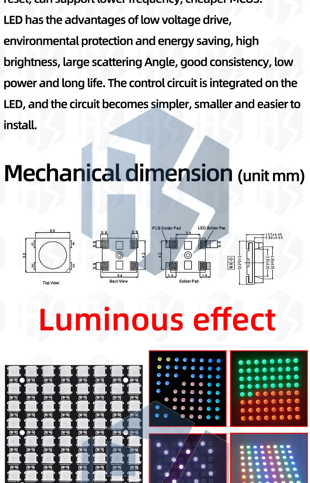 ‌WS2812 8x8 RGB LED Matrix – 64 Programmable 5050 Addressable LEDs with Arduino/Raspberry Pi