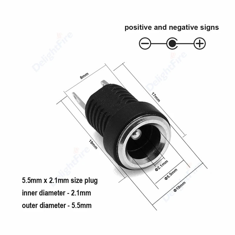 1-10Pcs 5.5 x 2.1mm 12V DC Power Male Plugs Connector Female Jack Screw Nut Panel Mount Adapter For DIY Projects Connector