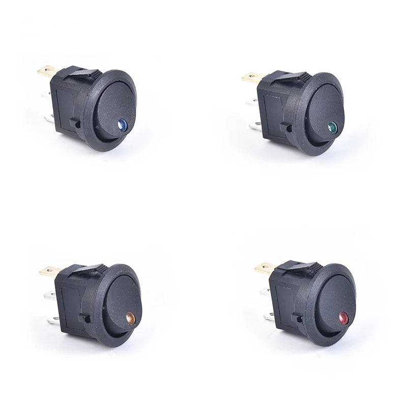 4Pcs 12V 20A Round Rocker Switch ON/Off LED Light Car Marine Boat Dot Toggle
