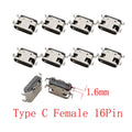 10Pcs USB Connector Type C Female Charging Port Jack 2/6/16 Pin Type-C Socket PCB Soldering SMD SMT DIY Repair Type C Adapter