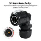LP-16 2 Pin Right Angle Industrial Connector IP68 Waterproof Male Plug Female Socket Set Aviation Connector for LED Solar Use