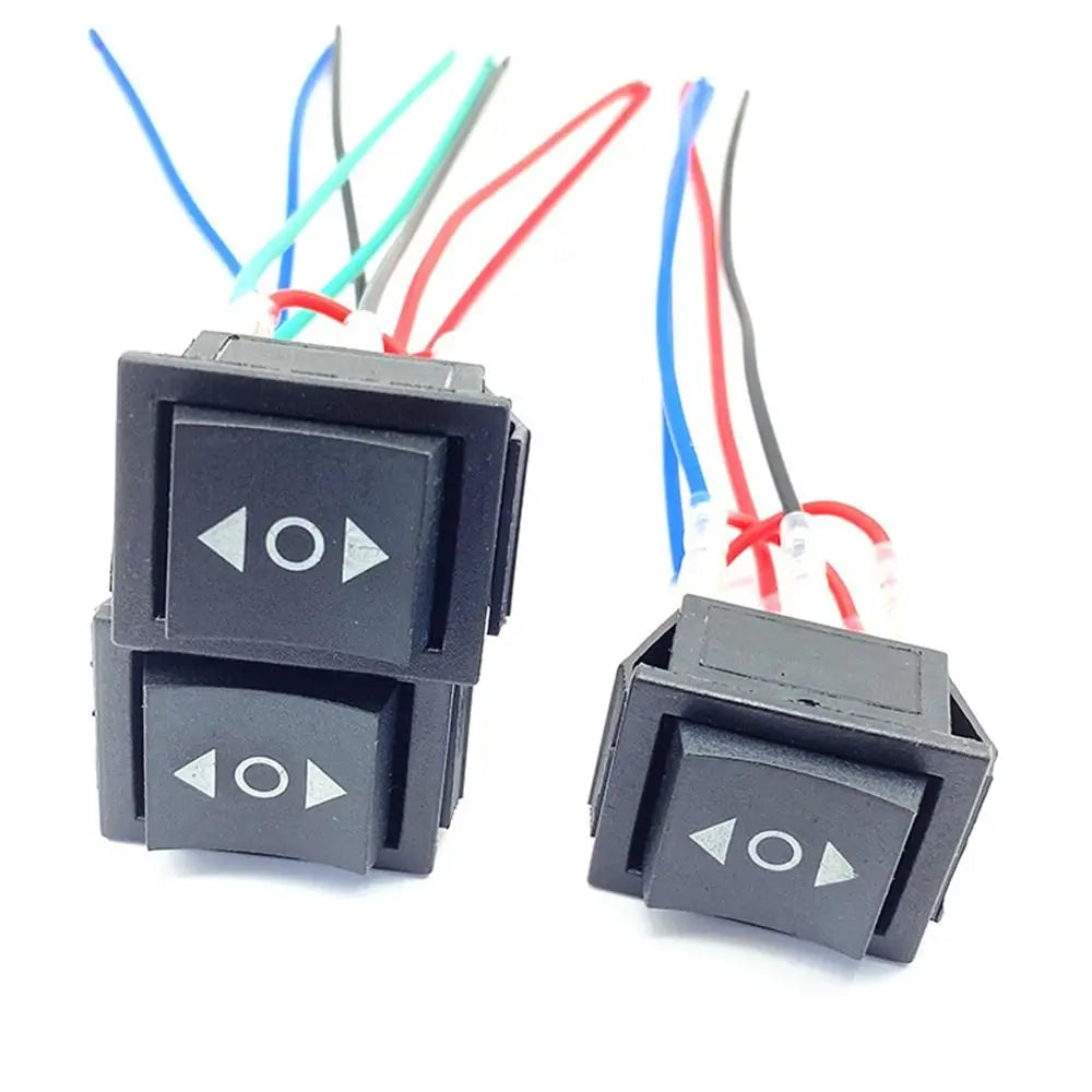 Wired 20A 12V - DC Motor Polarity Reversing Rocker 3 Position DPDT Momentary Automatic Reset Switch (On)-Off-(On) 6 Pin DPDT
