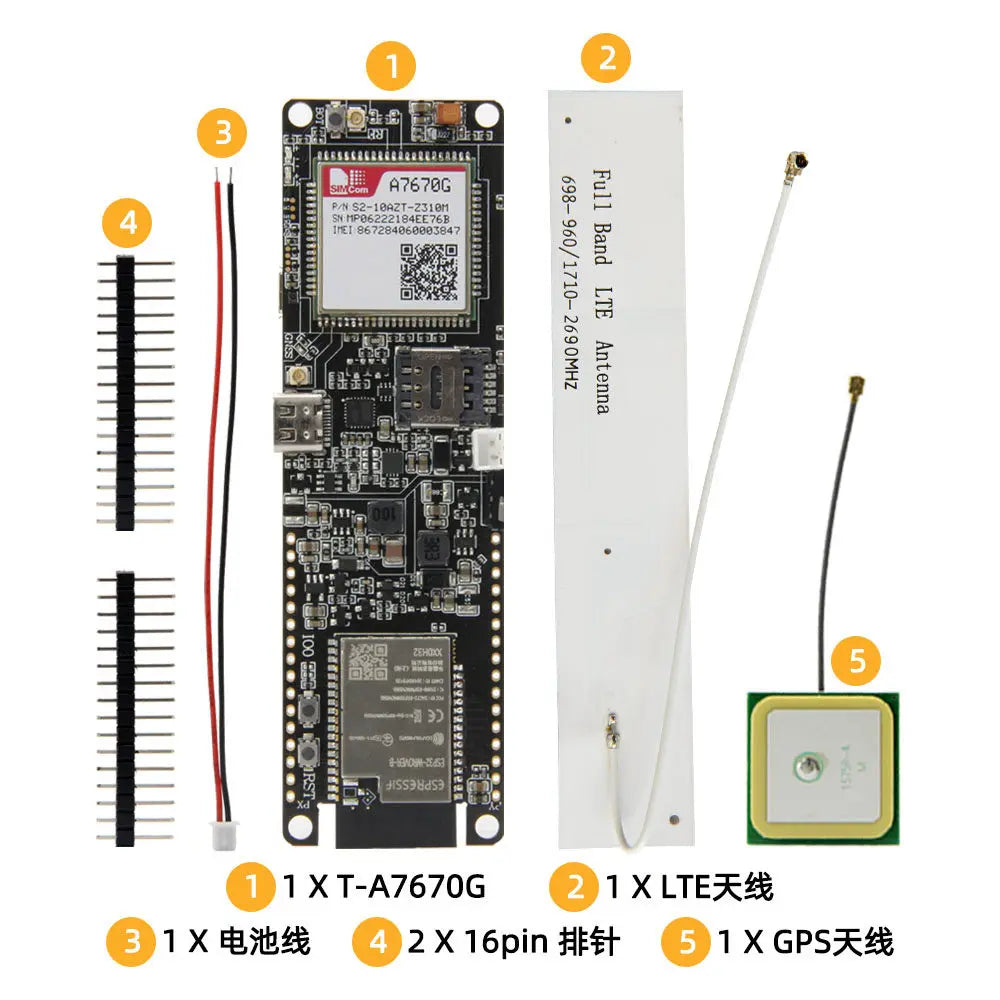 LILYGO T-A7670E R2 4G LTE CAT1 ESP32 GSM GPRS EDGE Support
