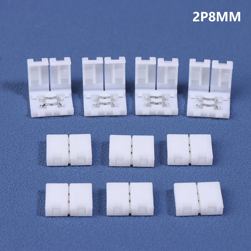 10Pcs LED Strip Connector 8MM 10MM 2Pin 3Pin 4Pin 3528 5050 RGB Single Color Solderless PCB Board Wire Free Welding Connectors