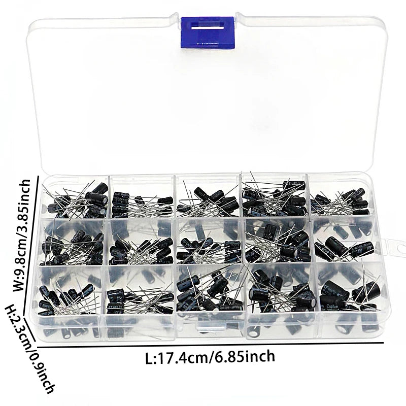 15 Values Electrolytic Capacitor Assortment Kit, 270Pcs 0.1uF to 470uF Aluminum Electrolytic Capacitors Set
