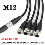 2Meters M12 sensor connector waterproof cable plug Male&Female 4 5 8 12Pin PVC Integrated injection molding M12 connectors