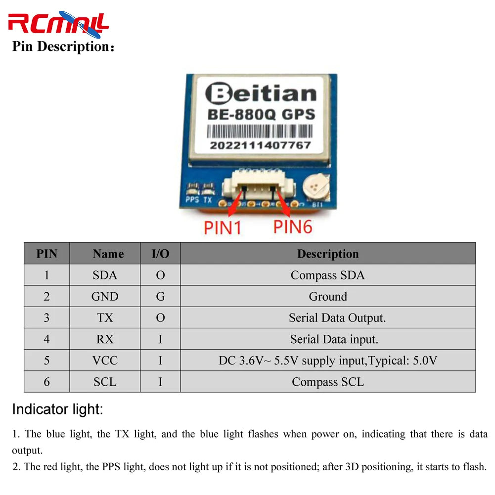 Beitian GPS Module BE-180 BE-220 BE-250 BE-280 BE-450 with Antenna M10 GNSS Ultra-low Power GNSS Receiver for Vehicle Drones