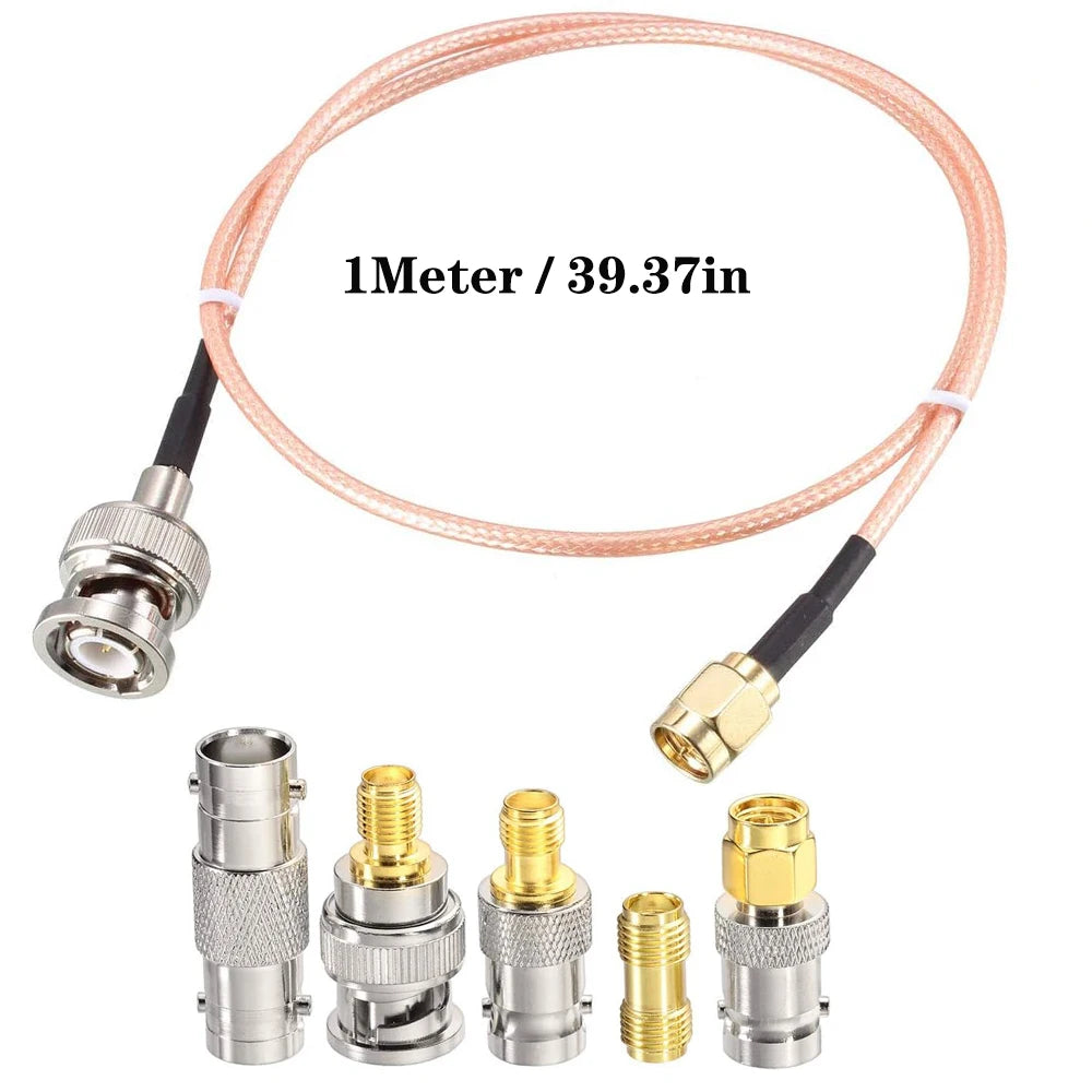SMA Male to BNC Male Cable with 5pcs RF Coax Adapter Kit SMA to BNC Cable BNC to BNC Cable Kit for RF Applications/Antenna