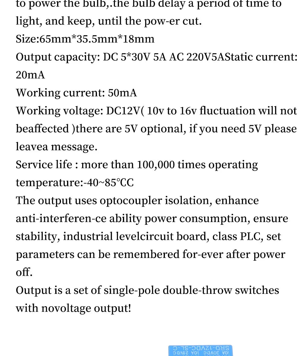 DC 12V Digital Display Delay Relay Delay Time Multi-function Module Infinite Loop Countdown Switch Control Module Timer Module