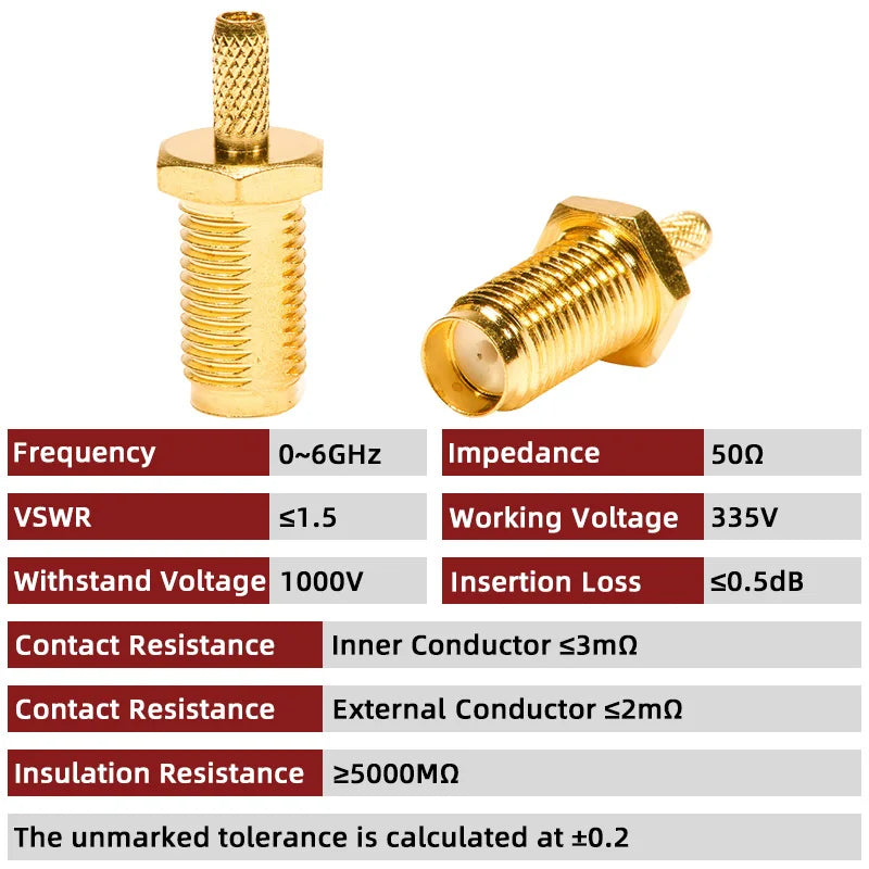 5PCS SMA-KY-1.5 Male Plug Open Sunroof Connector SMA Female Jack Nut RF Coaxial Crimp Cable for RG174 RG316 LMR100 Cable