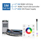 WS2811 RGB IC Running Water Flowing Strip Lights DC 24V 5050 60Leds RGBIC Flexible Ribbon RF Touch Remote Control LED Lighting