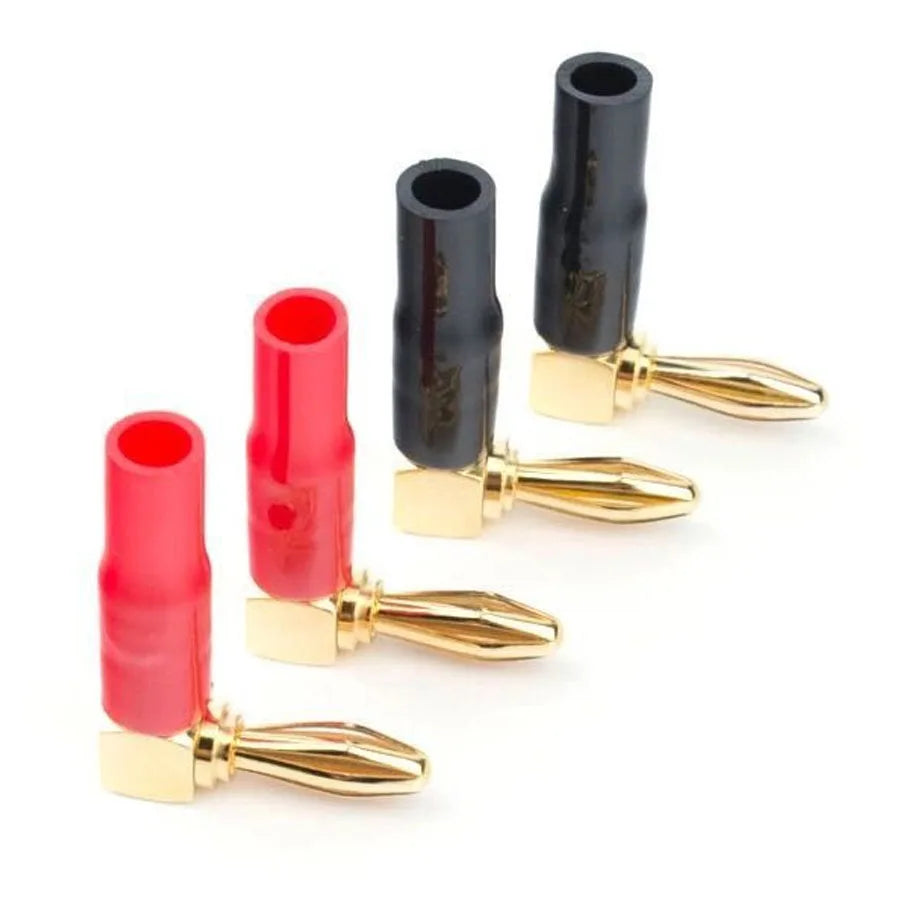 4/8pcs 4mm L-shaped Right Angle Banana Plugs -Soft Plastic Shell 90° Connectors (Red & Black) for Audio, Video & Speaker Systems