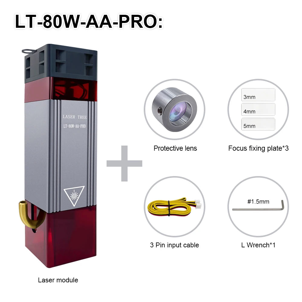 LASER TREE 10W 5W 4W Laser Module, 450nm TTL Blue Light Laser Head for Laser Engraving Wood DIY Creation Tool