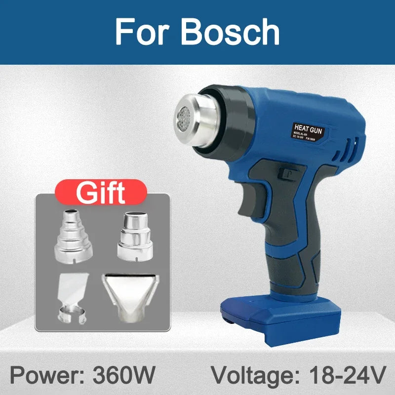 Portable Heat Gun Cordless Electric Heat Gun with 4 Nozzle For Makita/Dewal/Milwaukee/Bosch/Black Decke 18V 20V Li-ion Battery