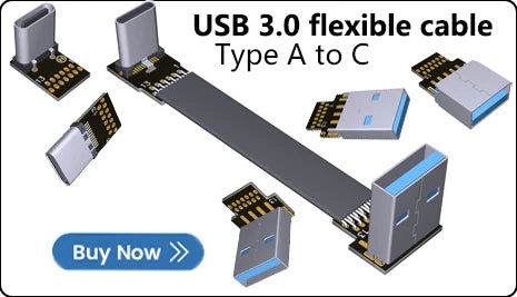 Hoqo Flexible Flat Cable For Raspberry Pi Type-C Mini/Micro USB Extension Ribbon FFC FPV Slim Flat Soft Flexible FPC Charge FPV