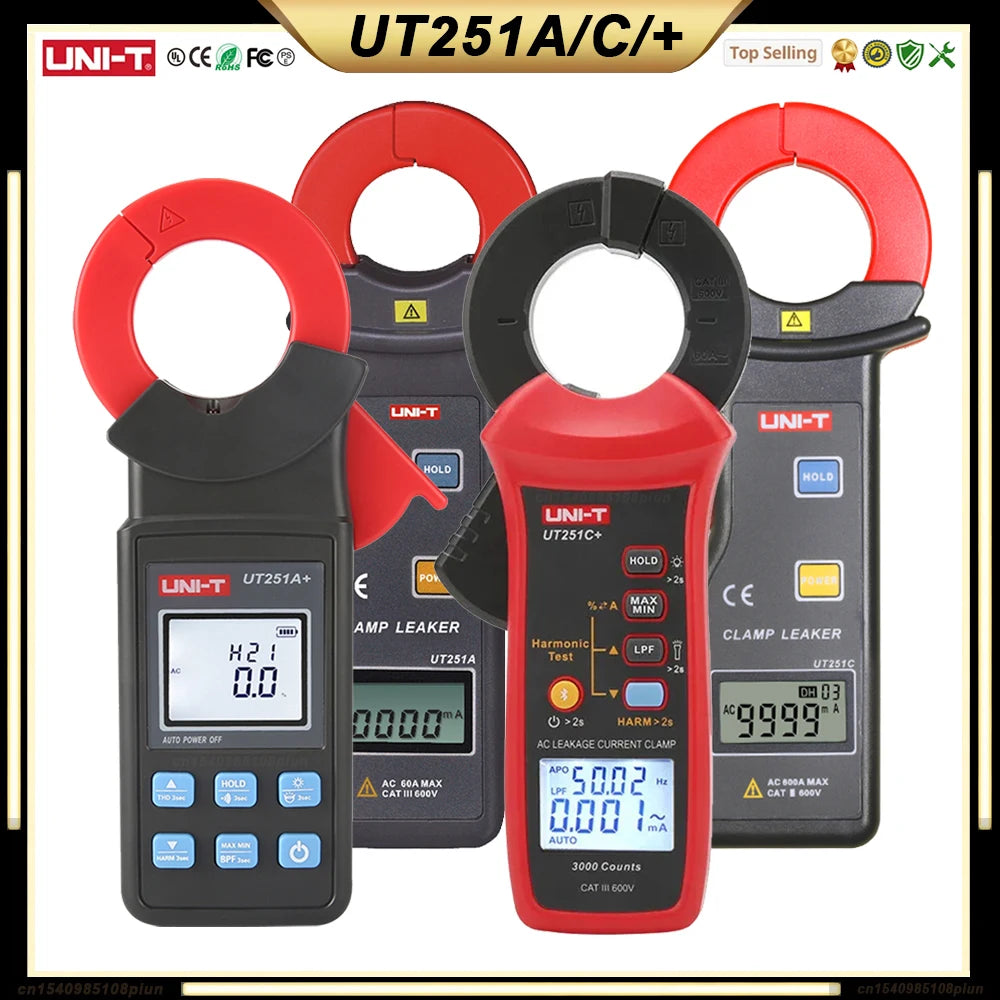 UNI-T UT251A UT251B+ UT251+ UT251C PLUS Current Leakage Clamp Meter Pliers Ammeter Professional AC Current Leak Tester
