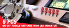 Nilight 5PCS12V LED Toggle Switch Heavy Duty 20A SPST ON Off 3 Pin Rocker for Automotive Cars Trucks Boats Racking