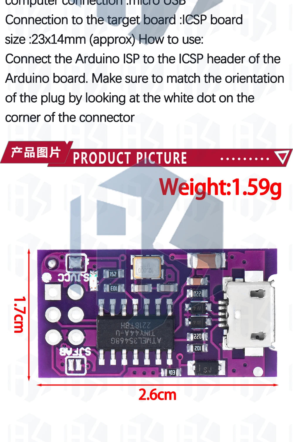 Micro USB Tiny AVR ISP ATtiny44 ATTiny45 ATTiny85 USBTinyISP Programmer Module  IDE Bootloader ISP Microcontroller 5V
