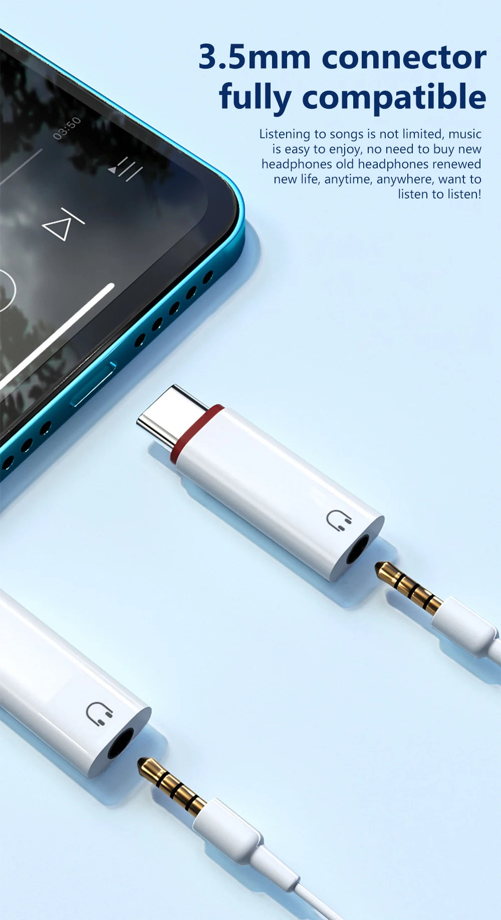 Type C to 3.5 MM Jack AUX Audio Adapter For Huawei Xiaomi Samsung 3.5MM Headphones Connector DAC Converter