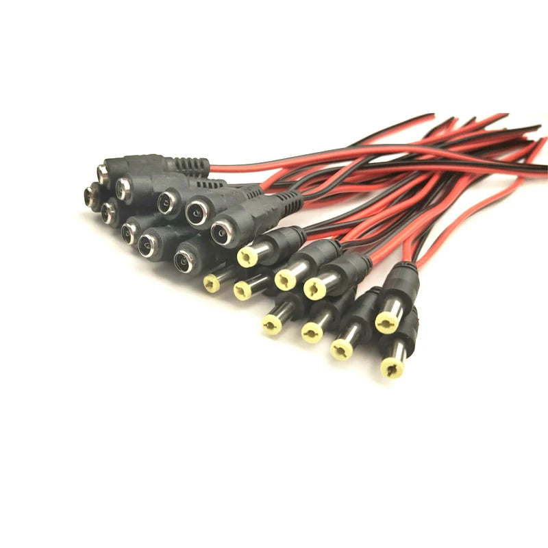 1 5 10piece Male Female DC Power Connector 5V 12V 5.5x2.1mm Wire Cable Plug Adapter for TV Camera 5050 2835 LED Strip Tape Light