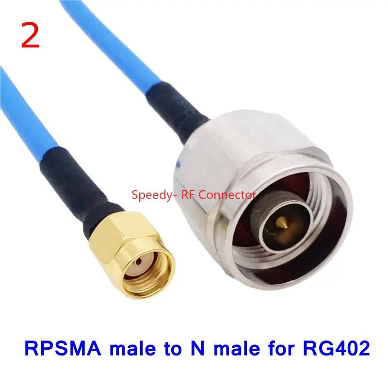 RG402 Coax Cable SMA RPSMA male To N  Male Connector SMA Right Angle Crimp Solder for RG402 Semi Flexible 50ohm Fast Brass Blue