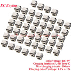 100Pcs/1pc 3.7V 4.2V Mini 18650 Lithium Battery Charger Board Type-C USB Input Module Keyboard Charging Power Protection Board