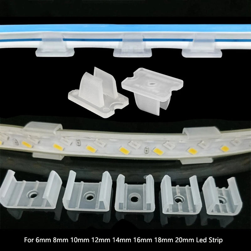 Neon Strip Led Connector COB Led Tape Fix Holder Clips with Screw Plastic Buckle Accessories For 5050 2835 5/12/110/220V RGB Led