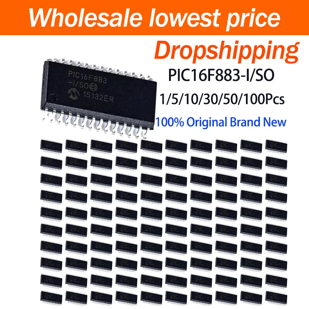 1~100Pcs PIC16F883-I/SO Sop28 Surface Mount Smd Package 8 Bit Pic Microcontroller Integrated Circuit Chip Circuit Diy