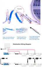 COB LED Light Strip Pixel Addressable 360 480 720 576 LEDs RGB Dream Full Color 12V 24V WS2812B High Density Flexible COB Light