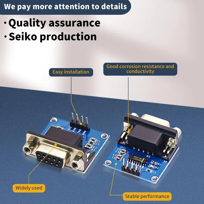 5PCS RS232 To TTL Converter Module，MAX3232 3.3V To 5V RS2323 COM Serial Prot Board To TTL Connector for Arduino Microcontrollers