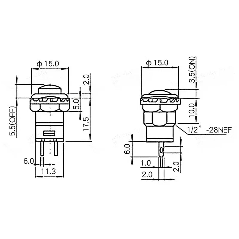 5/20/100PCS Latching/Momentary 12MM Round  Push Button Switch With Cable 20CM Self-Locking DS-428/427 Self-Resetting