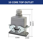 Rectangular Heavy Duty Connectors HDC HE 4 6 8 10 16 20 24 32 48 Core Pin 16A Waterproof Aviation Plug Top Side Line Connector