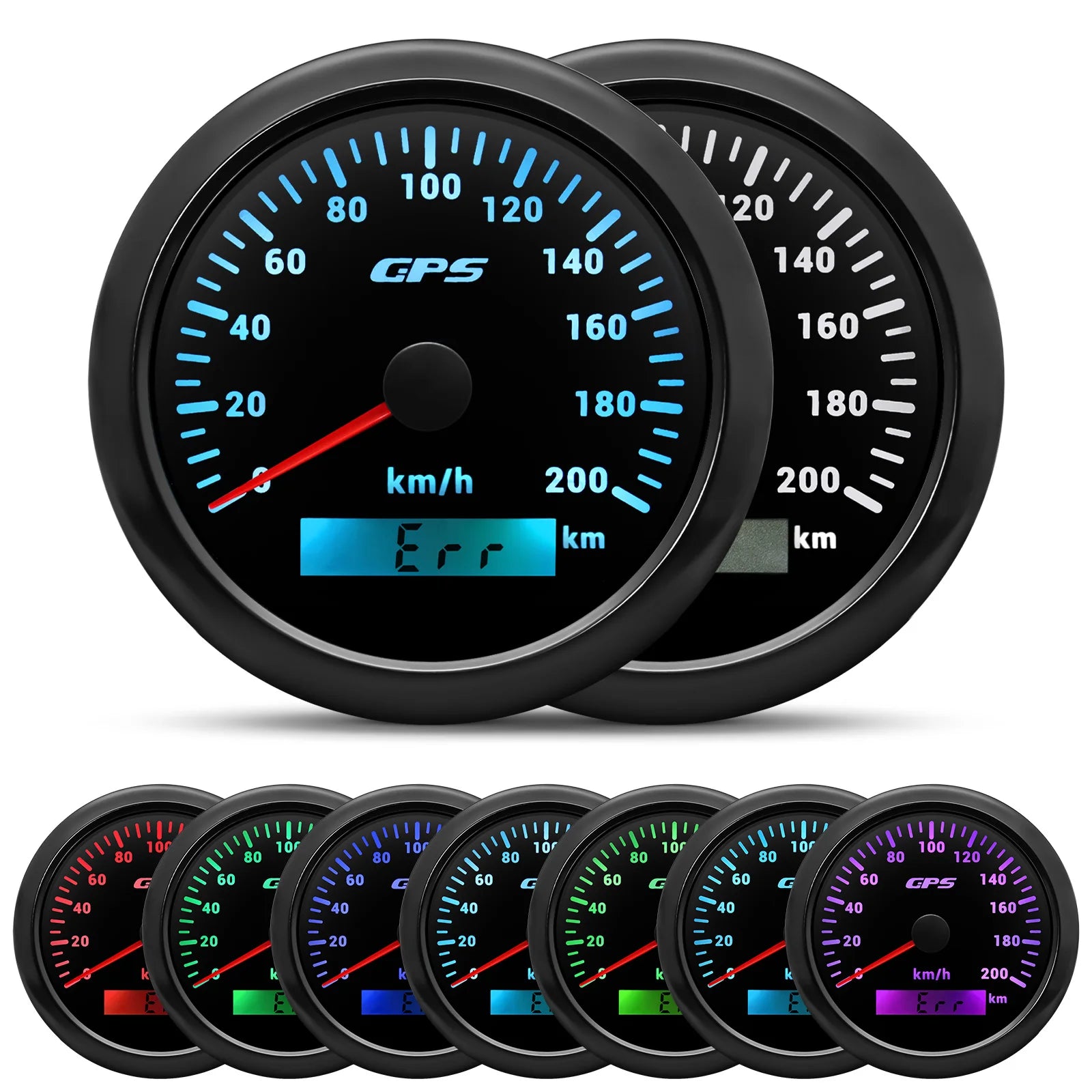 60/120/200KMH 85MM GPS Speedometer Gauge 7 Color Light with GPS Antenna Waterproof Motorcycle Boat Car Truck Speed Gauge Meter