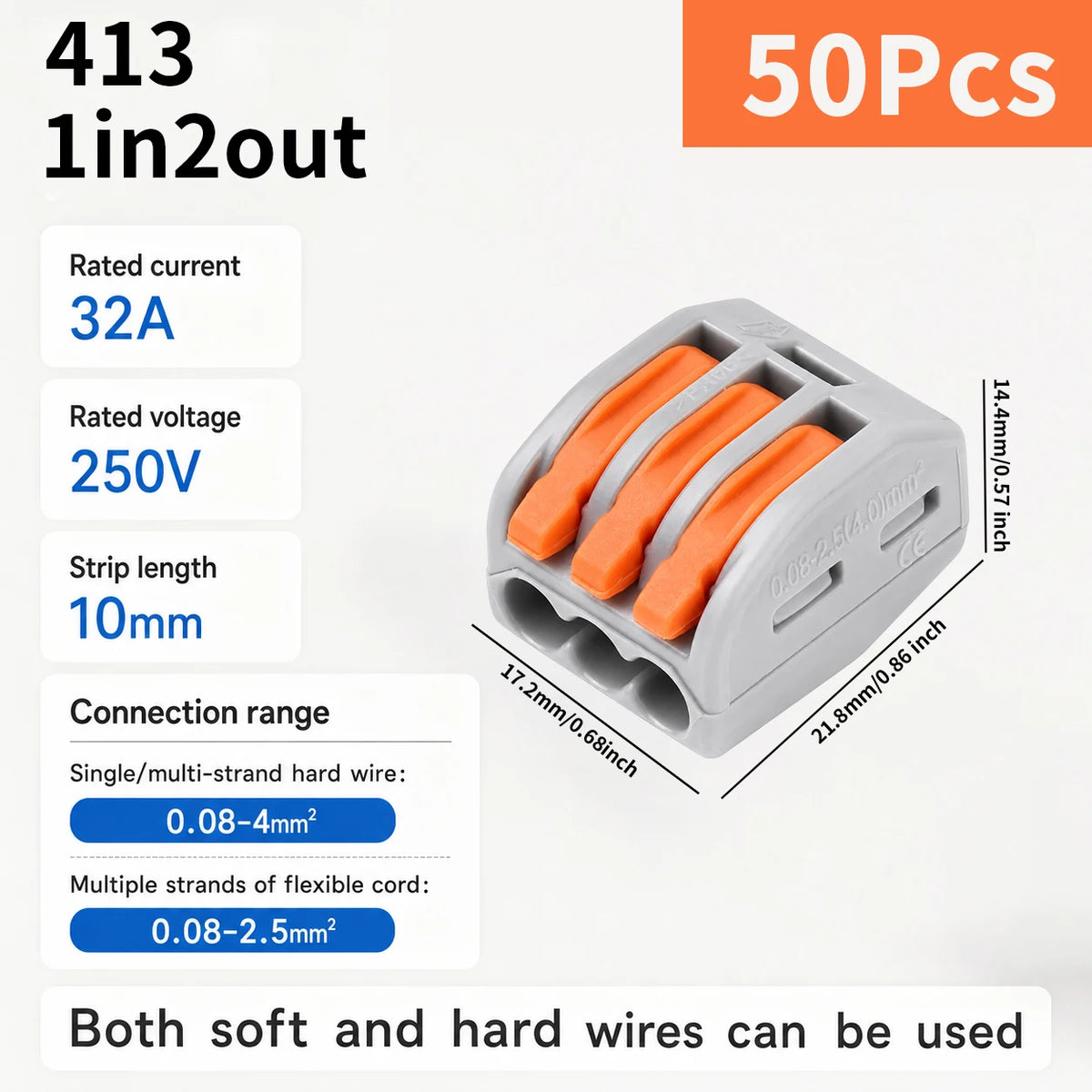 55PCS/100Pcs Electrical Wire Connector Kit 2/3/4/5 Port Lever Compact Splicing Terminal Block Reusable for Electrical Wiring