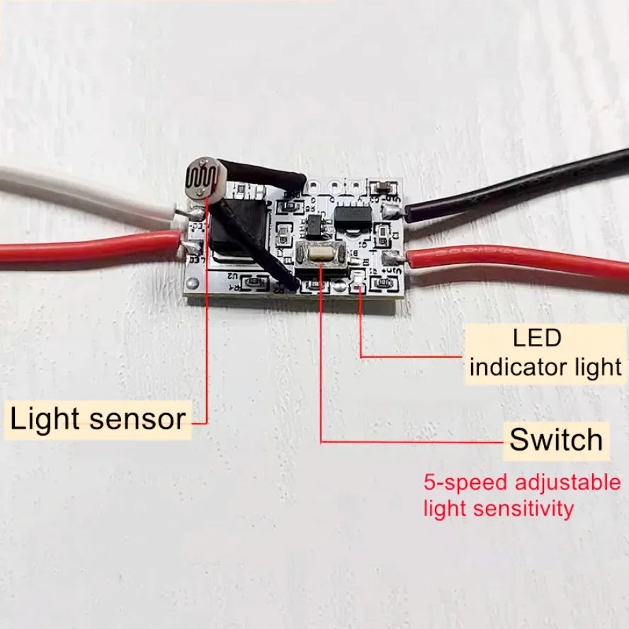 DC 3.7V 5V 12V 24V Photo Control Sensor 5-level Adjustment Light Sensor Switch Auto ON Off Photocell Street Light Switch 5A