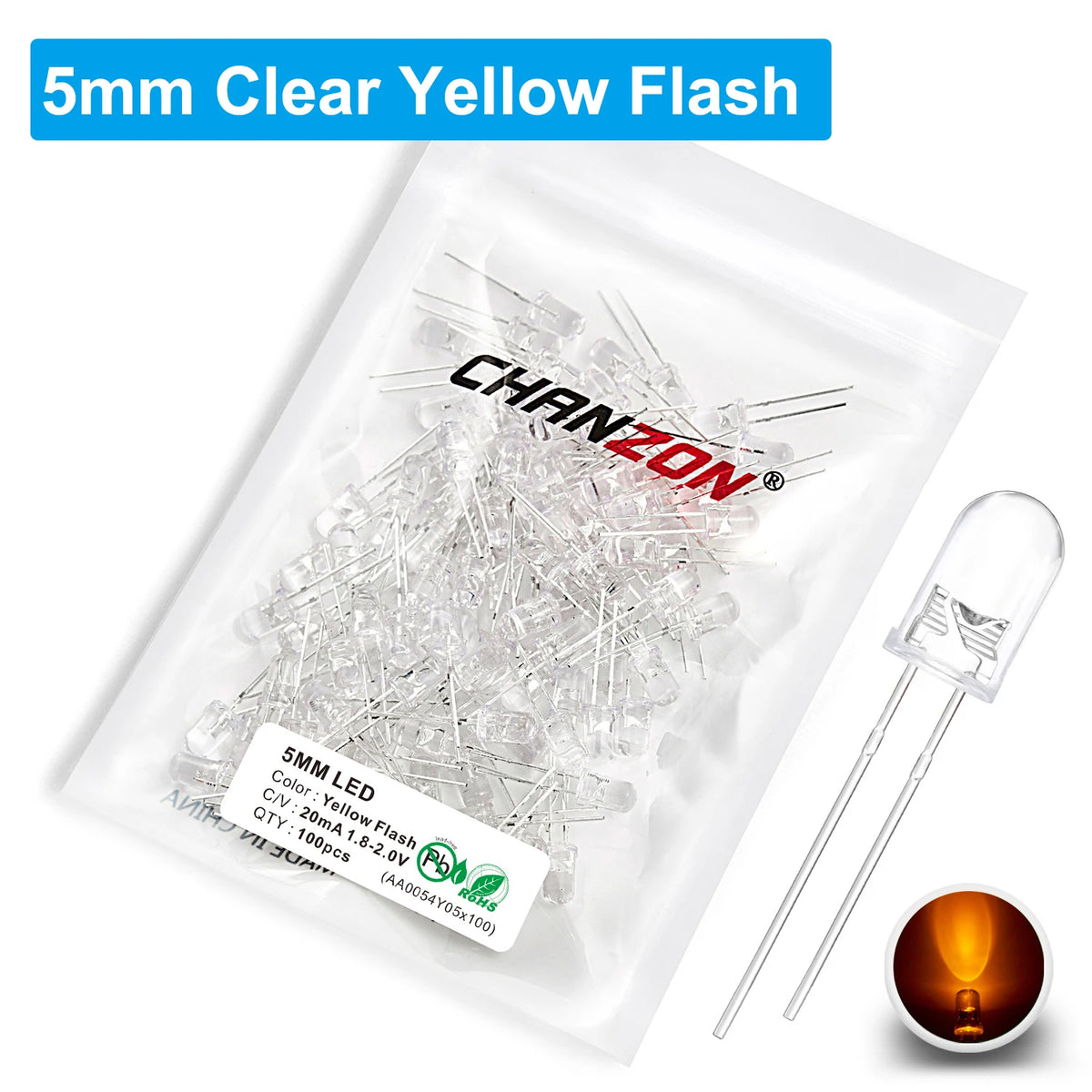 100Pcs 3mm 5mm Led Diode Flashing White Red Green Blue Yellow RGB Fast Slow Flash Diffused Clear Color Changing Light Emitting