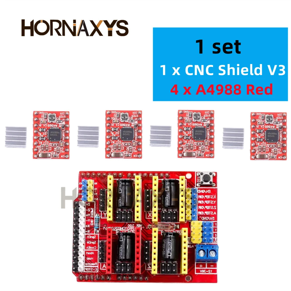CNC Shield V3 Engraving Machine 3D Printe+ 4pcs DRV8825 Or A4988 Driver Expansion Board For Arduino + UNO R3 With USB Cable