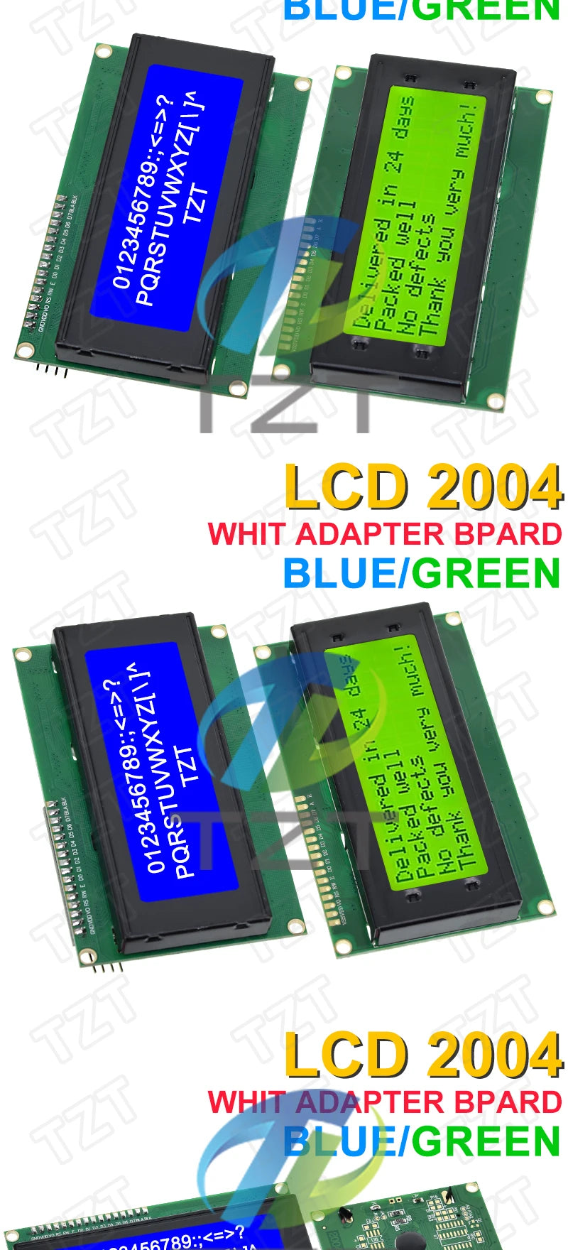 TZT LCD1602 LCD 1602 2004 12864 LCD Display Module Blue Green Screen 16x2 20X4 Character  HD44780 Controller