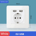 Toggle switch White stainless steel panel retro wall lamp switch AC110-250V 1 2 3 4 Gang 2 Way16A Universal wall light switch