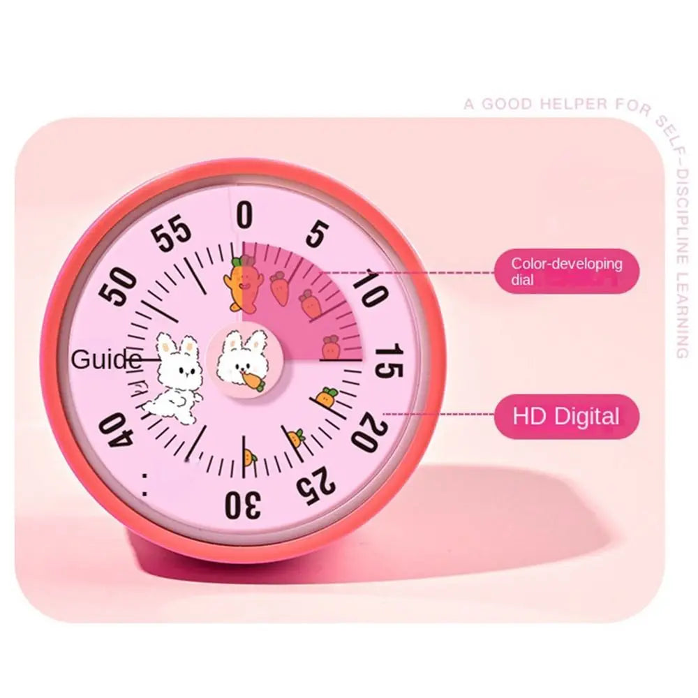 Cute 60-Minute Visual Timer with Stand Stopwatch Alarm Clock Mechanical Timer Visualization Magnet Countdown Clock Kids Study