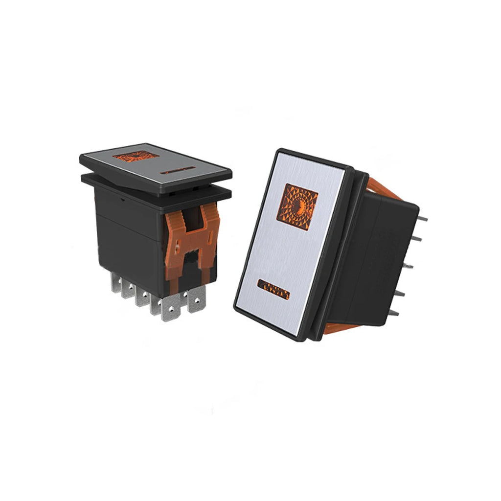 ABILKEEN ON-OFF-ON 3Position Latching KCD2 Rocker Push Button Dual LED Light Rocker Toggle Switch 2NO2NC with 7Pin Terminal